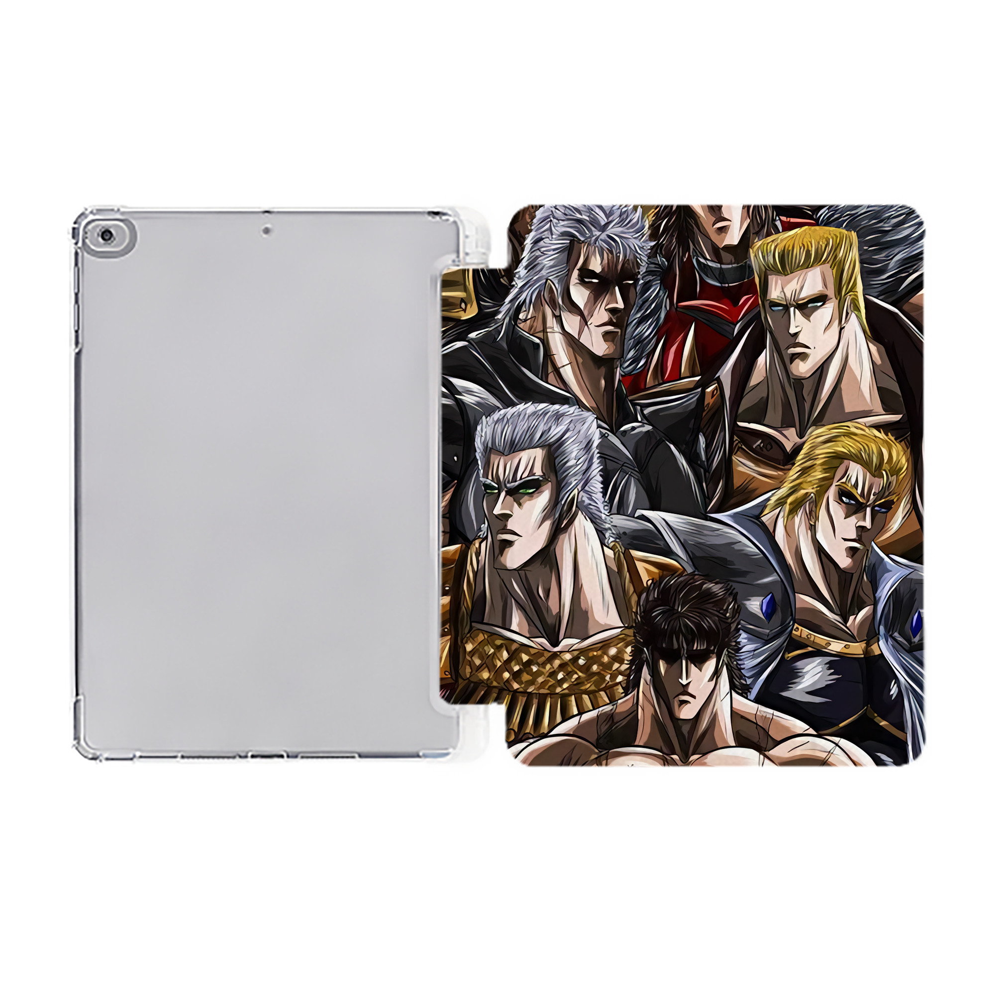 （画像用） 北斗の拳 Fist of the North Star IPad ケース ペン収納付き 三つ折りスタンド PUレザー×シリコン 対応機種9.5/10.5/10.9インチ